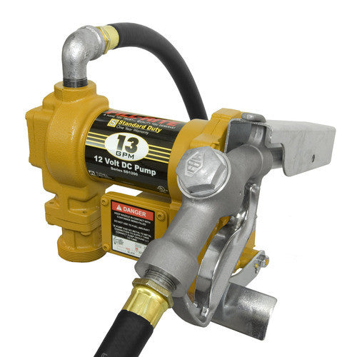 SD1202A 12 Volt Standary Duty DC Fuel Transfer Pump, 13 GPM with Automatic Nozzle